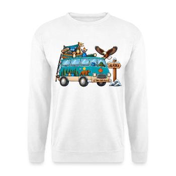 Alaska Camper Wohnmobil - Unisex Pullover - Weiß - Vorne - Alina (178cm) & Michal (187cm)