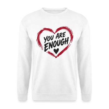 You Are Enough – Herz der Selbstliebe - Unisex Pullover - Weiß - Vorne - Alina (178cm) & Michal (187cm)