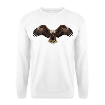 Schwebende Flügel des Weißkopfseeadlers - Unisex Pullover - Weiß - Vorne - Alina (178cm) & Michal (187cm)