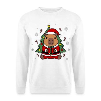 Kawaii Capybara Weihnachtshut Weihnachtsbaumgeschenk - Unisex Pullover - Weiß - Vorne - Alina (178cm) & Michal (187cm)