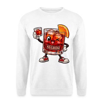 Negroni Kawaii Style – Süßer Cocktailspaß - Unisex Pullover - Weiß - Vorne - Alina (178cm) & Michal (187cm)