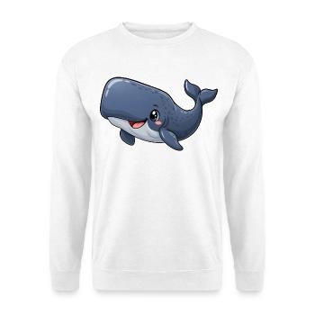 Pottwal Kawaii Style – Süßer Meeresriese - Unisex Pullover - Weiß - Vorne - Alina (178cm) & Michal (187cm)