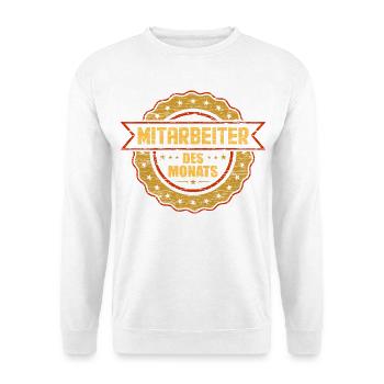 Mitarbeiter des Monats Arbeitskollege Geschenk - Unisex Pullover - Weiß - Vorne - Alina (178cm) & Michal (187cm)