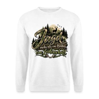 Jäger/in Jagd Leidenschaft Hobby Natur Tiere Wald - Unisex Pullover - Weiß - Vorne - Alina (178cm) & Michal (187cm)