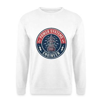 Vintage Power Systems Engineer Elektromastendecke - Unisex Pullover - Weiß - Vorne - Alina (178cm) & Michal (187cm)