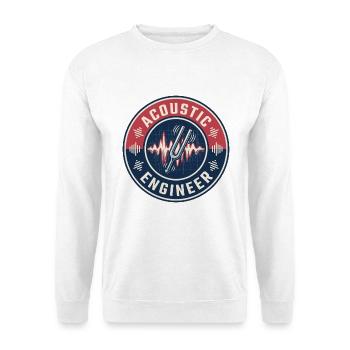 Vintage Akustikingenieur Stimmgabelwellen-Abzeichen - Unisex Pullover - Weiß - Vorne - Alina (178cm) & Michal (187cm)