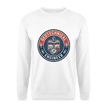 Vintage Geotechnischer Ingenieur Erdstrata-Abzeichen - Unisex Pullover - Weiß - Vorne - Alina (178cm) & Michal (187cm)