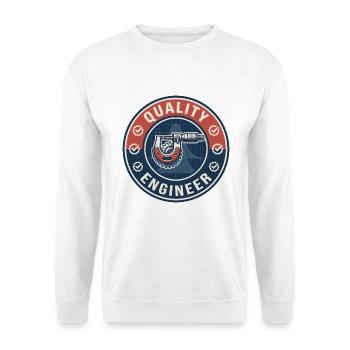 Vintage Quality Engineer Mikrometer-Glockenkurvenoberseite - Unisex Pullover - Weiß - Vorne - Alina (178cm) & Michal (187cm)