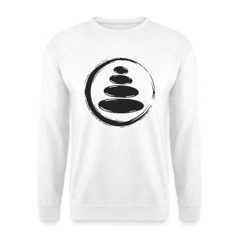 Zen Steine Balance - Unisex Pullover - Weiß - Vorne - Alina (178cm) & Michal (187cm)