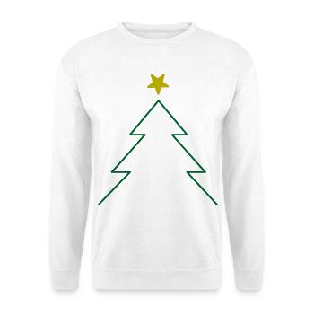 Weihnachtsbaum mit Stern - Schlichter Tannenbaum - Unisex Pullover - Weiß - Vorne - Alina (178cm) & Michal (187cm)