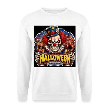 SkullCostume Halloween Edition: Der Killerclown - Unisex Pullover - Weiß - Vorne - Alina (178cm) & Michal (187cm)