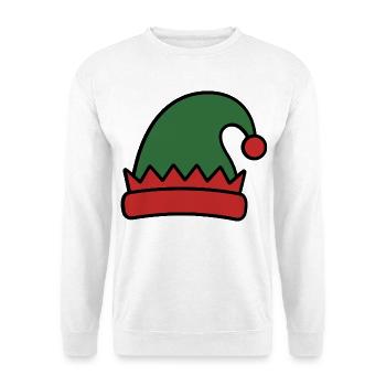 Niedliches, festliches Weihnachtselfenhut-Winterfest - Unisex Pullover - Weiß - Vorne - Alina (178cm) & Michal (187cm)