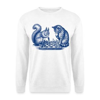 Eichhörnchen Katze Schach - Unisex Pullover - Weiß - Vorne - Alina (178cm) & Michal (187cm)
