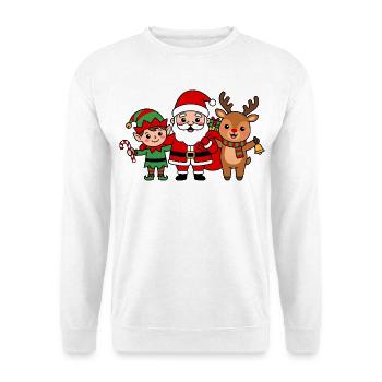 Niedliche Weihnachtsmann-Rentier-Elfen-Beste Freunde Weihnachten - Unisex Pullover - Weiß - Vorne - Alina (178cm) & Michal (187cm)