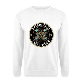 Optometrist Phoropter Augenlinsen Abzeichen Geschenk - Unisex Pullover - Weiß - Vorne - Alina (178cm) & Michal (187cm)