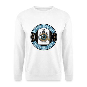 Augenarzt Snellen Akten-Abzeichen-Geschenk - Unisex Pullover - Weiß - Vorne - Alina (178cm) & Michal (187cm)