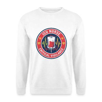 Intensivpfleger-Intensivpfleger-Vitalmonitor-Badge-Geschenk - Unisex Pullover - Weiß - Vorne - Alina (178cm) & Michal (187cm)