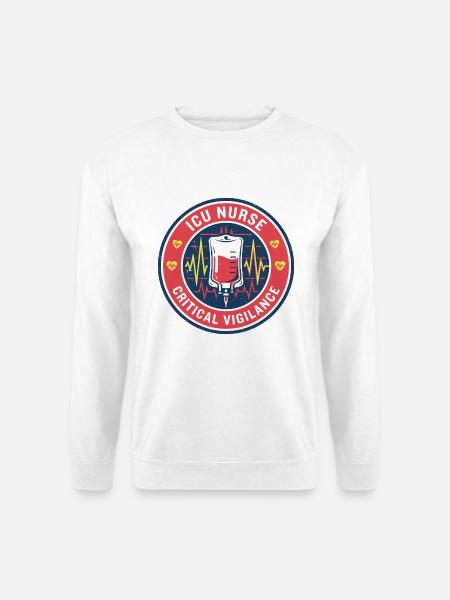 Intensivpfleger-Intensivpfleger-Vitalmonitor-Badge-Geschenk - Unisex Pullover - Weiß