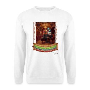 Ameise MALÚ Klavier Piano Klassik Band Pop Art - Unisex Pullover - Weiß - Vorne - Alina (178cm) & Michal (187cm)