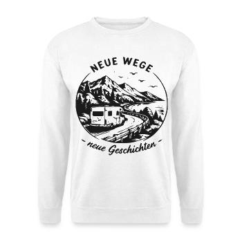 Neue Wege Roadtrip Natur - Unisex Pullover - Weiß - Vorne - Alina (178cm) & Michal (187cm)