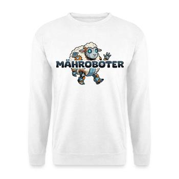 Mähroboter Cartoon Schaf - Unisex Pullover - Weiß - Vorne - Alina (178cm) & Michal (187cm)