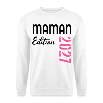 Schwangerschaft ankündigen, Mom Baby 2027, Frankreich - Unisex Pullover - Weiß - Vorne - Alina (178cm) & Michal (187cm)