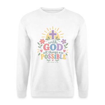 Mit Gott ist alles möglich. - Unisex Pullover - Weiß - Vorne - Alina (178cm) & Michal (187cm)
