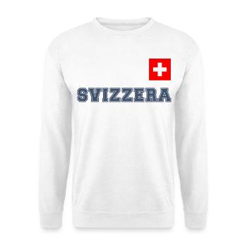 SVIZZERA - SCHWEIZ Trikot Look - mit Fahne Flagge - Unisex Pullover - Weiß - Vorne - Alina (178cm) & Michal (187cm)