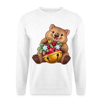 Wombat mit fröhlicher Beerenglocke - Unisex Pullover - Weiß - Vorne - Alina (178cm) & Michal (187cm)