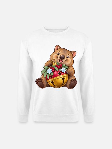 Wombat mit fröhlicher Beerenglocke - Unisex Pullover - Weiß