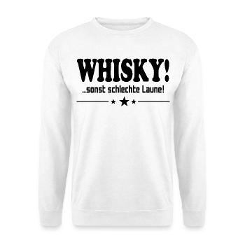 Whisky trinken Schlechte Laune Alkohol Saufen - Unisex Pullover - Weiß - Vorne - Alina (178cm) & Michal (187cm)