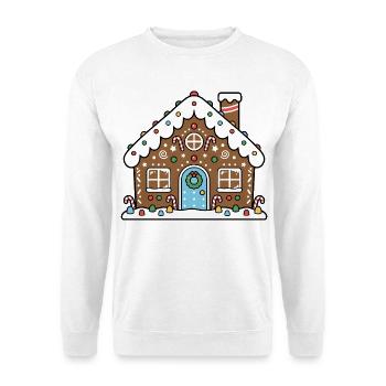 Lebkuchenhaus süßer Weihnachtskeks - Unisex Pullover - Weiß - Vorne - Alina (178cm) & Michal (187cm)