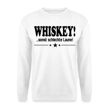 Whiskey trinken Schlechte Laune Alkohol Saufen - Unisex Pullover - Weiß - Vorne - Alina (178cm) & Michal (187cm)
