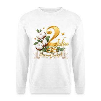 2.Hochzeitstag , 2 Jahre , Baumwollhochzeit  - Unisex Pullover - Weiß - Vorne - Alina (178cm) & Michal (187cm)