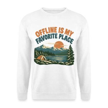 Offline Is My Favorite Place - Unisex Pullover - Weiß - Vorne - Alina (178cm) & Michal (187cm)