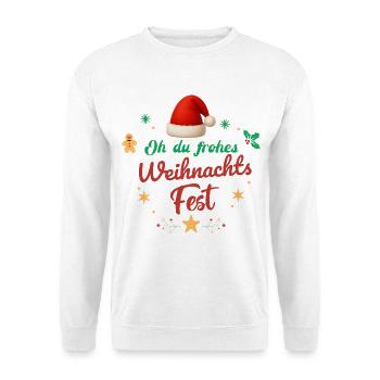 Oh Du Frohes Weihnachtsfest Nikolaus Geschenk    - Unisex Pullover - Weiß - Vorne - Alina (178cm) & Michal (187cm)