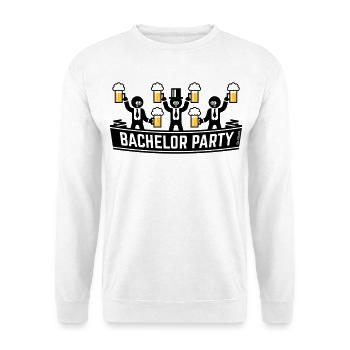 Junggesellenabschied (Junggesellenabschied / Bierkrüge / POS 2C) - Unisex Pullover - Weiß - Vorne - Alina (178cm) & Michal (187cm)