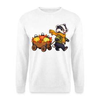 Dachskind mit buntem Blätterlichterwagen - Unisex Pullover - Weiß - Vorne - Alina (178cm) & Michal (187cm)