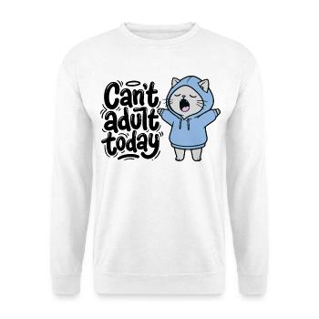 Can't adult today - Katze im Hoodie - Unisex Pullover - Weiß - Vorne - Alina (178cm) & Michal (187cm)