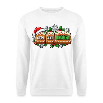 Ctrl Alt Delight Weihnachtsdesign - Unisex Pullover - Weiß - Vorne - Alina (178cm) & Michal (187cm)