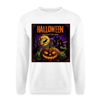 Halloween Comic Kürbisnacht Spukhaus Kürbis Rabe - Unisex Pullover - Weiß - Vorne - Alina (178cm) & Michal (187cm)