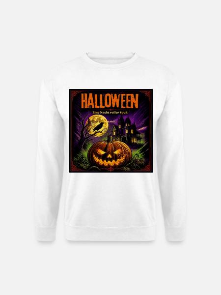 Halloween Comic Kürbisnacht Spukhaus Kürbis Rabe - Unisex Pullover - Weiß
