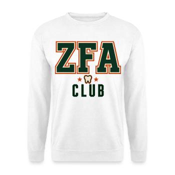 ZFA Club – Zahnmedizinisches Praxisteam - Unisex Pullover - Weiß - Vorne - Alina (178cm) & Michal (187cm)