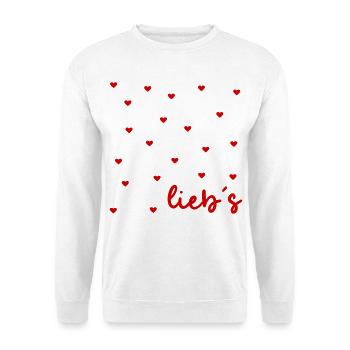 Wertschätzung Herz Liebe - Unisex Pullover - Weiß - Vorne - Alina (178cm) & Michal (187cm)