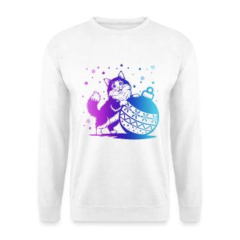 Kätzchen in einem Winter-Kugelverlauf - Unisex Pullover - Weiß - Vorne - Alina (178cm) & Michal (187cm)