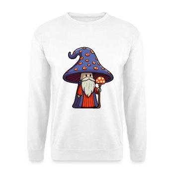 Süßer Pilz Zauberer mit Bart - Unisex Pullover - Weiß - Vorne - Alina (178cm) & Michal (187cm)
