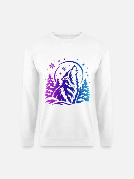 Wolf im Winterwald - Unisex Pullover - Weiß