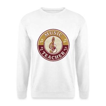 Vintage-Musiklehrer Treble Clef Gitarrenabzeichen oben - Unisex Pullover - Weiß - Vorne - Alina (178cm) & Michal (187cm)