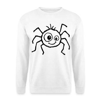Niedliche Halloween-Spinne im Kritzelstil - Unisex Pullover - Weiß - Vorne - Alina (178cm) & Michal (187cm)