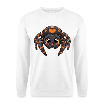 Spinne Kawaii Style – Süßes Krabbeltier - Unisex Pullover - Weiß - Vorne - Alina (178cm) & Michal (187cm)